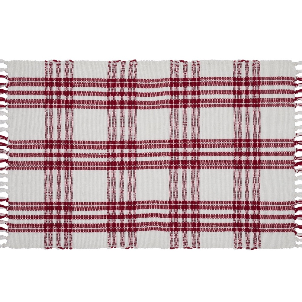 Indoor/Outdoor Plaid Accent Rug, Red and White, 24" x 38", by My Texas House